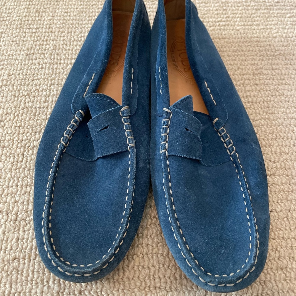 Men’s Gommino Driving Shoes in Suede Vintage Blue